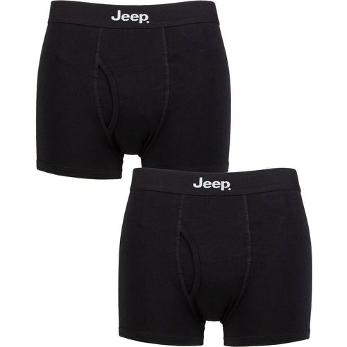 Mens 2 Pack Cotton Plain Fitted Key Hole Trunk Boxer Shorts / S - Jeep - Modalova