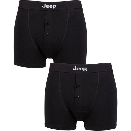 Mens 2 Pack Cotton Plain Fitted Button Front Trunk Boxer Shorts / M - Jeep - Modalova