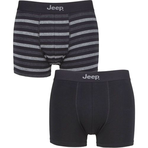 Mens 2 Pack Plain and Striped Fitted Trunks / Charcoal Extra Large - Jeep - Modalova