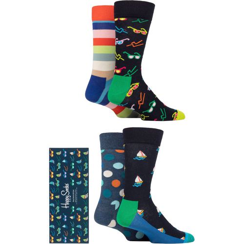 Mens 4 Pair Gift Boxed Navy Socks Mix 7.5-11.5 Unisex - Happy Socks - Modalova