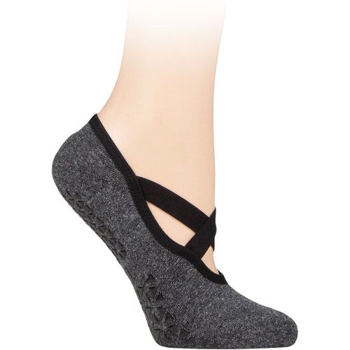 Ladies 1 Pair Full Toe Organic Cotton Chloe Ballet Slippers Socks with Grip Shadow S - Tavi Noir - Modalova