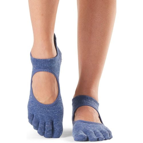 Women's 1 Pair Bellarina Full Toe Organic Cotton Open Front Yoga Socks Navy M - ToeSox - Modalova