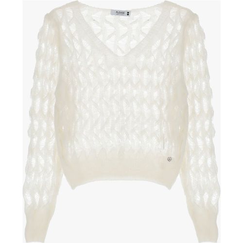 Maglione traforato a maniche lunghe - Please - Modalova