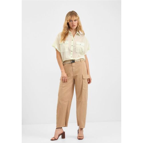 Pantaloni cargo monocolour con tasche verticali e cintura - Please - Modalova