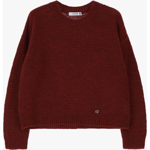 Pullover girocollo maniche lunghe con trama - Please - Modalova