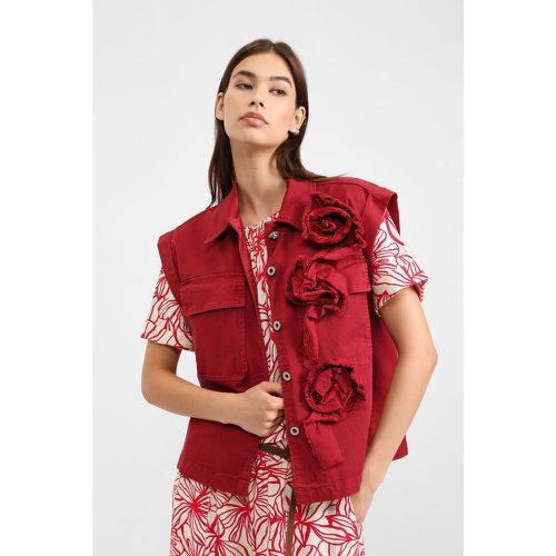 Gilet monopetto con fiori e tasche applicate - Please - Modalova