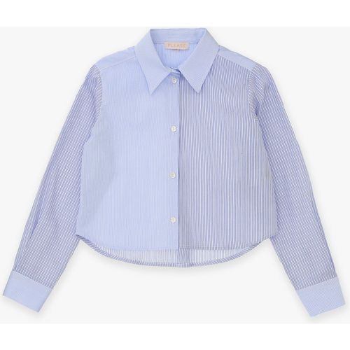 Camicia cropped bambina in cotone a righe - Please - Modalova