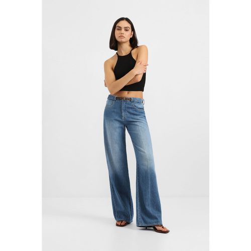 Jeans straight effetto délavé con piega stirata e cintura - Please - Modalova