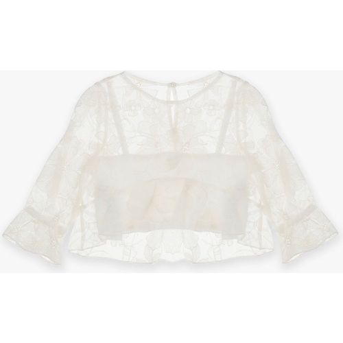 Maglia monocolour effetto pizzo con maniche a campana - Please - Modalova