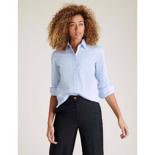 Cotton Regular Fit Long Sleeve Shirt blue - Marks & Spencer - Modalova