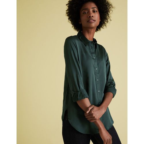 Satin Long Sleeve Shirt green - Marks & Spencer - Modalova