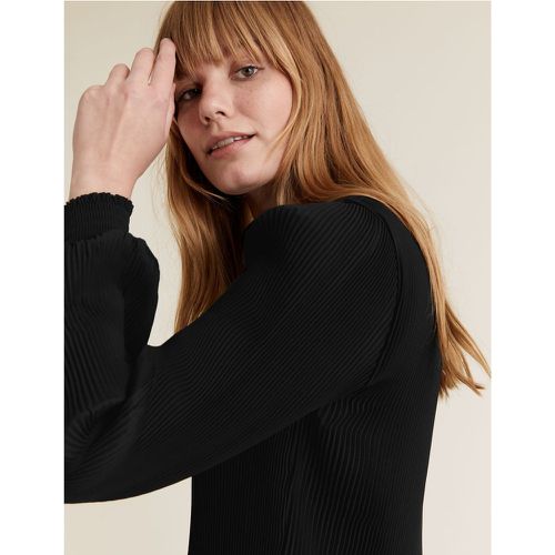 Plisse Long Sleeve Blouse black - Marks & Spencer - Modalova