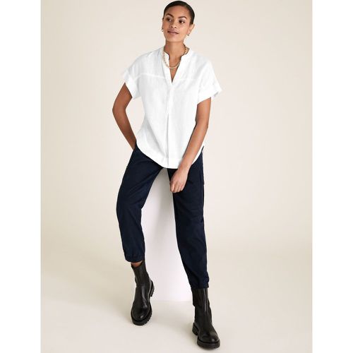 Pure Linen V-Neck Short Sleeve Blouse - Marks & Spencer - Modalova