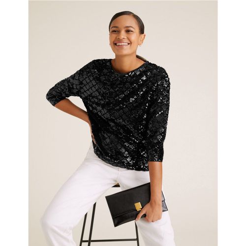 Sequin Long Sleeve Top black - Marks & Spencer - Modalova