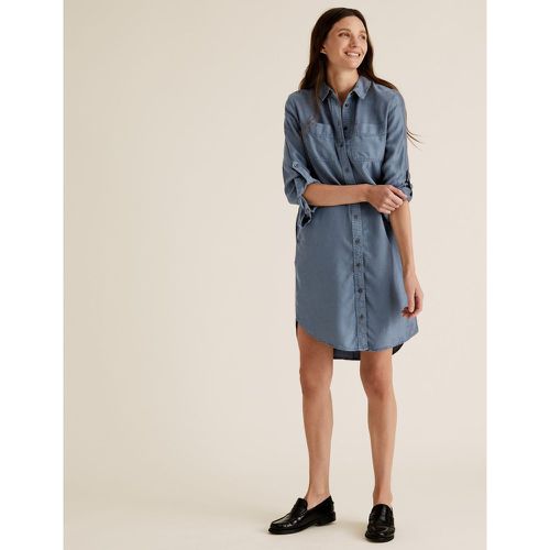 Tencel™ Knee Length Relaxed Shirt Dress blue - Marks & Spencer - Modalova