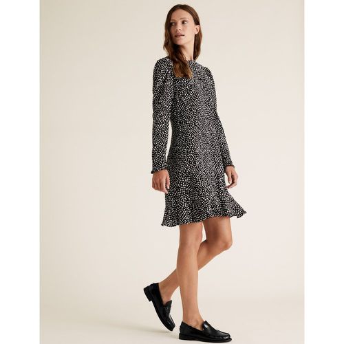 Printed Puff Sleeve Mini Tea Dress black - Marks & Spencer - Modalova