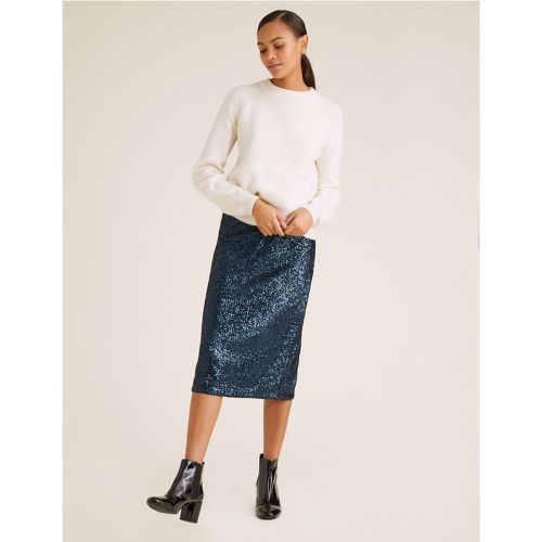 Sequin Midi Straight Skirt navy - Marks & Spencer - Modalova