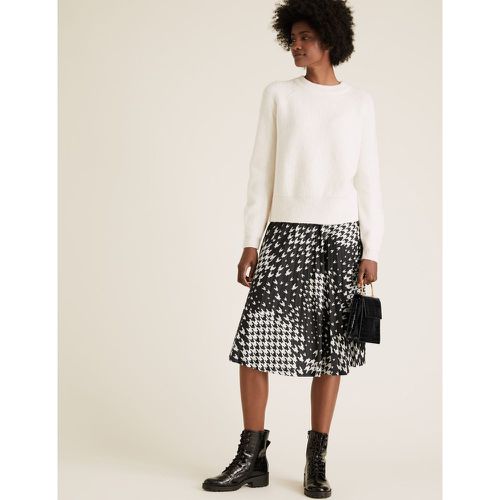 Jersey Dogtooth Pleated Midi Skirt black - Marks & Spencer - Modalova