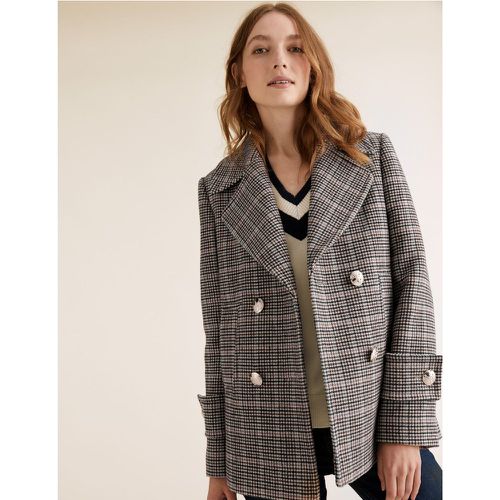 Checked Pea Coat with Wool beige - Marks & Spencer - Modalova