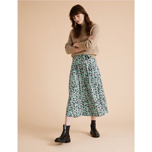 Jersey Floral Belted Midi A-Line Skirt green - Marks & Spencer - Modalova