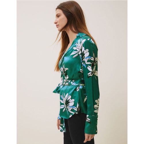 Satin Floral V-Neck Wrap Blouse green - Marks & Spencer - Modalova