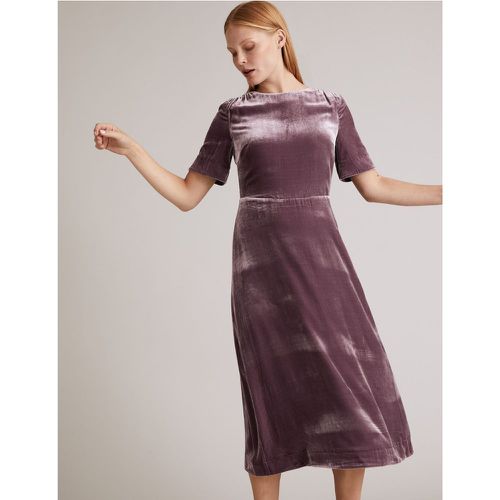 Velvet Midi Waisted Dress with Silk purple - Marks & Spencer - Modalova