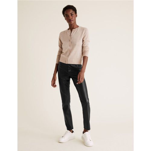 Leather Look High Waisted Slim Fit Jeans - Marks & Spencer - Modalova