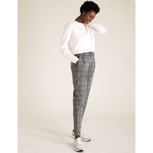 Jersey Checked Belted Ankle Grazer Trousers grey - Marks & Spencer - Modalova