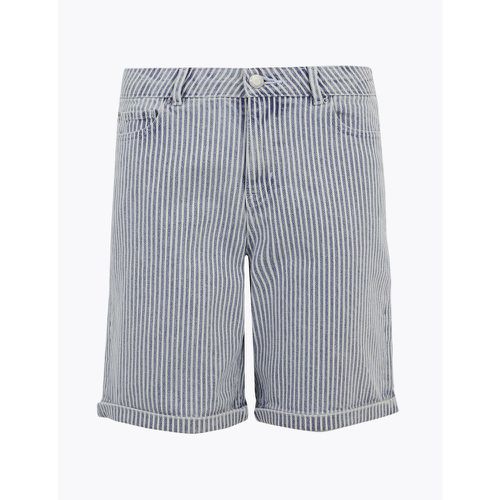 Cotton Rich Boyfriend Striped Chino Shorts navy - Marks & Spencer - Modalova