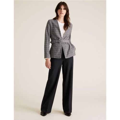 Jersey Slim Checked Belted Blazer grey - Marks & Spencer - Modalova