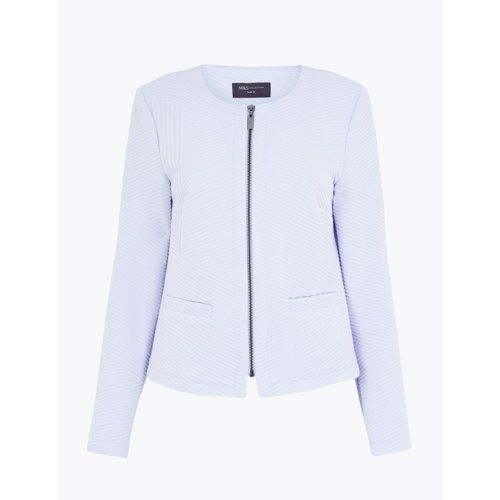 Jersey Jacquard Zip Up Short Jacket blue - Marks & Spencer - Modalova