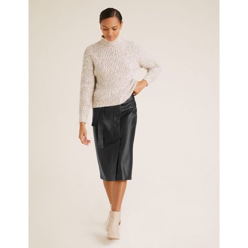 Faux Leather Tie Waist Midi A-Line Skirt - Marks & Spencer - Modalova