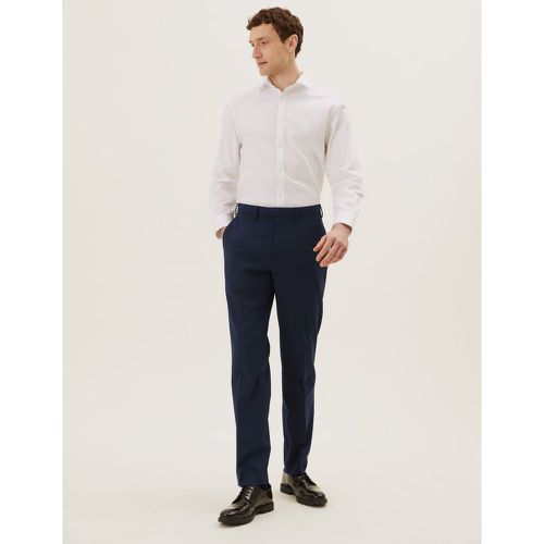 Regular Fit Wool Blend Flat Front Trousers - Marks & Spencer - Modalova