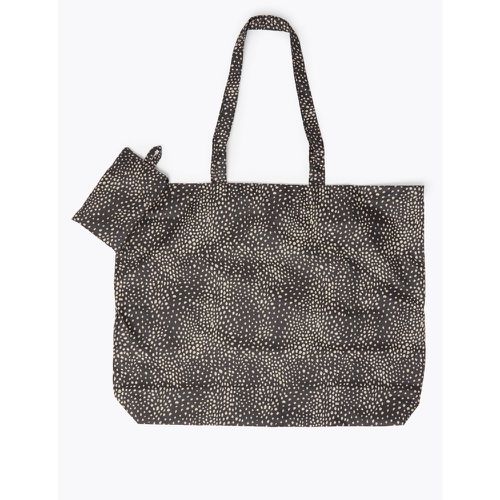 Spot Print Packable Shopper Bag black - Marks & Spencer - Modalova