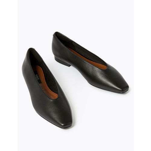 Leather Flat Chisel Toe Ballerina Pumps - Marks & Spencer - Modalova