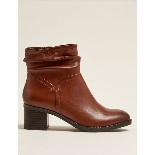Wide Fit Leather Ruched Ankle Boots brown - Marks & Spencer - Modalova