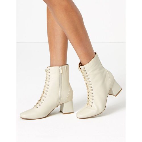 Leather Lace Up Ankle Boots beige - Marks & Spencer - Modalova