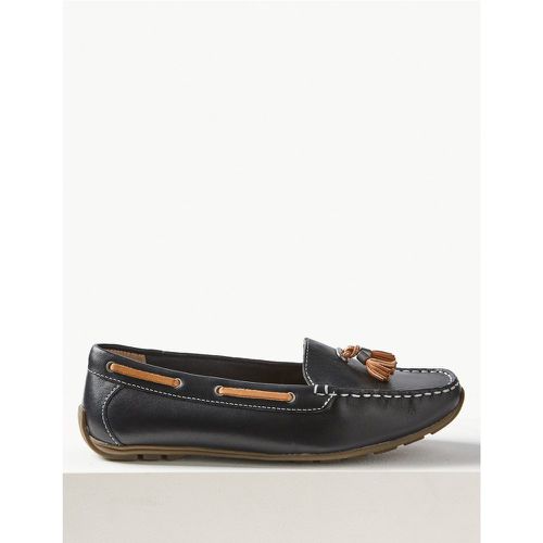 Wide Fit Leather Tassel Boat Shoes - Marks & Spencer - Modalova