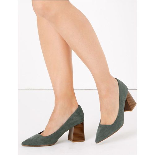 Block Heel Pointed Court Shoes grey - Marks & Spencer - Modalova