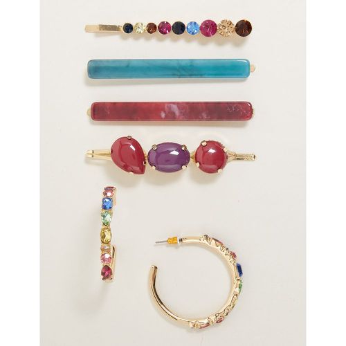Mixed Stone Earrings & Hair Clip Set -coloured - Marks & Spencer - Modalova