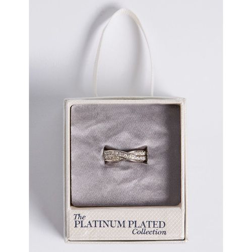 Platinum Plated Double Crossover Diamanté Ring white - Marks & Spencer - Modalova