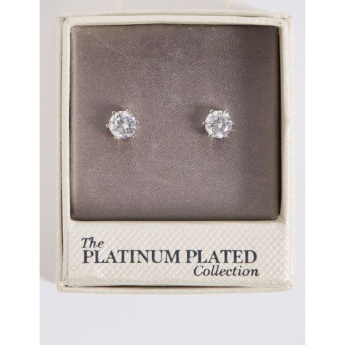 Platinum Plated Diamanté Stud Earrings - Marks & Spencer - Modalova