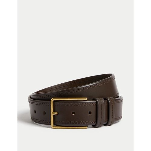 Leather Stitch Detail Belt brown - Marks & Spencer - Modalova