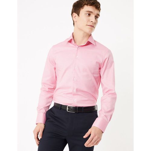 Slim Fit Cotton Dogtooth Shirt pink - Marks & Spencer - Modalova