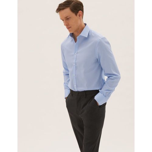 Slim Fit Non-Iron Cotton Twill Shirt blue - Marks & Spencer - Modalova