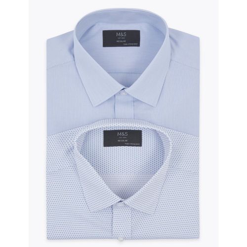 Pack Regular Fit Printed Shirts blue - Marks & Spencer - Modalova
