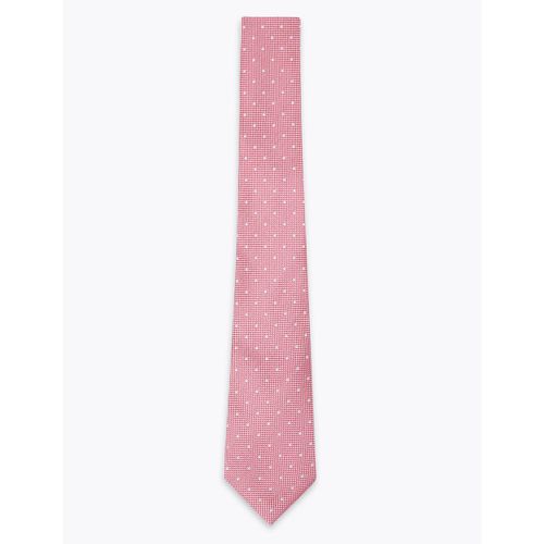 Slim Polka Dot Pure Silk Tie & Handkerchief Set pink - Marks & Spencer - Modalova