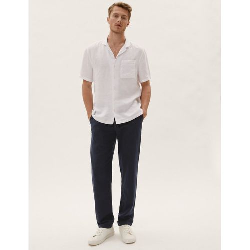 Regular Fit Linen Trousers navy - Marks & Spencer - Modalova