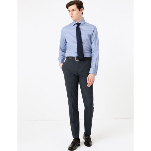 Slim Fit Checked Stretch Trousers blue - Marks & Spencer - Modalova