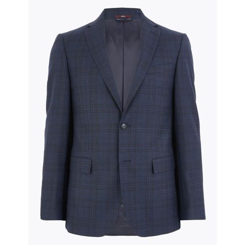 Blue Tailored Fit Wool Checked Jacket blue - Marks & Spencer - Modalova